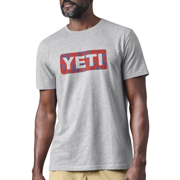 Heather Gray Yeti Floral Logo Badge Short Sleeve Tee Short Sleeve T-Shirt | JRDZLI-497