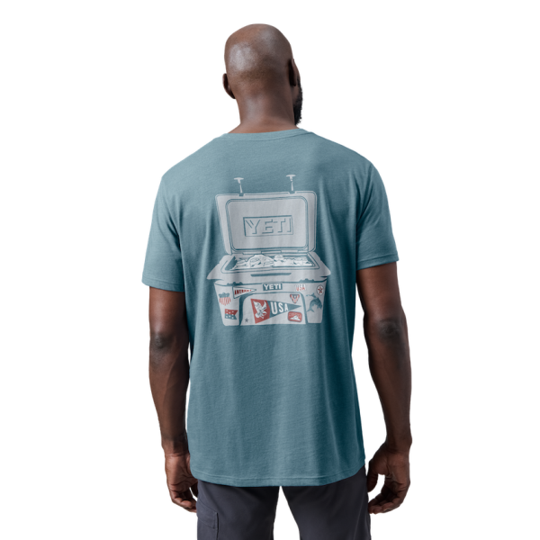 Heather Navy Yeti Stickers And Brews Short Sleeve T-Shirt Short Sleeve T-Shirt | CIOPXF-521