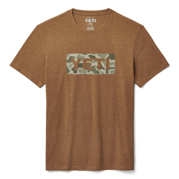 Heather Tobacco/Camo Yeti Camo Logo Badge Short Sleeve Tee Short Sleeve T-Shirt | OTCJVN-793