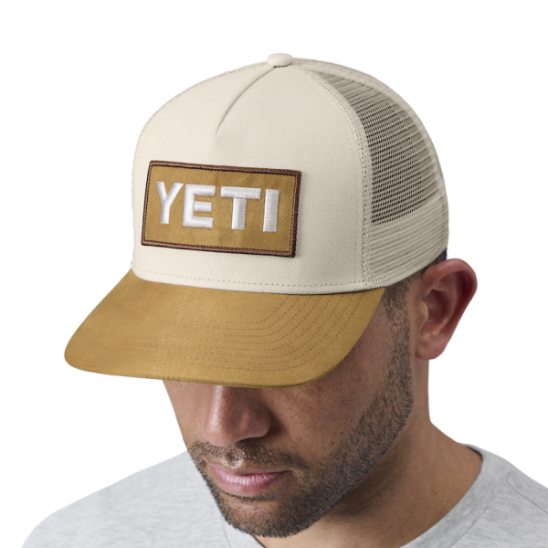 Khaki/Tan Yeti Logo FX Suede Brim Trucker Hat Hats | BJCDZY-365