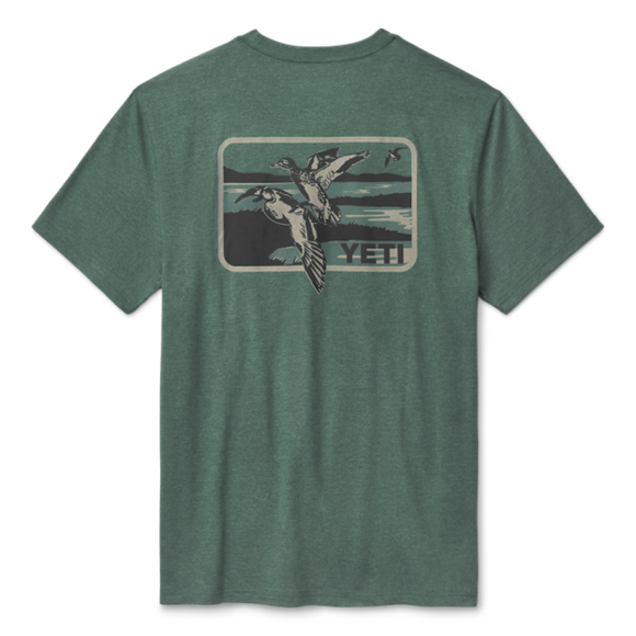 Heather Deep Green Yeti Duck Scene Short Sleeve T-Shirt Short Sleeve T-Shirt | EMUXLR-603